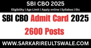 SBI CBO Admit Card 2025